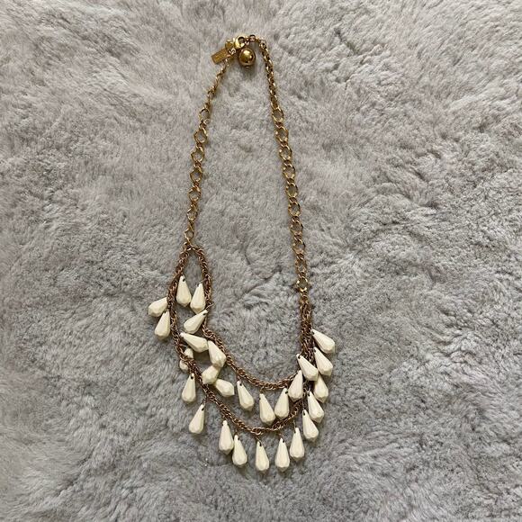 Kate Spade Cascade Ivory Teardrop Gold Tone Statement Necklace - Picture 2 of 4